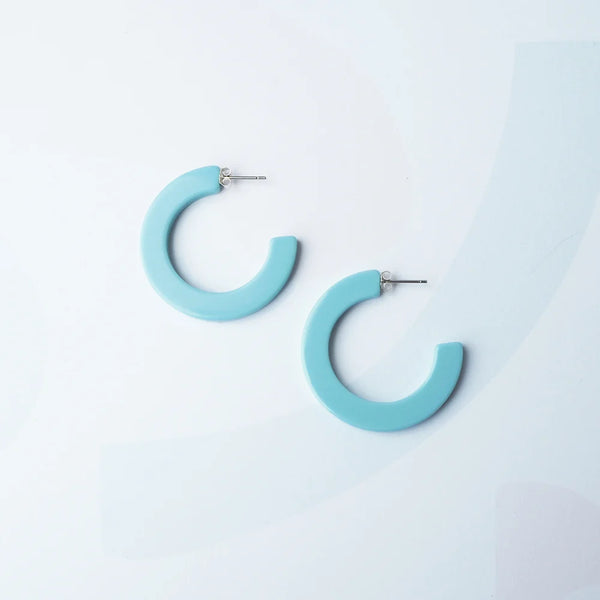 Custom Made Lux Midi Hoop Earrings - Blue Grey