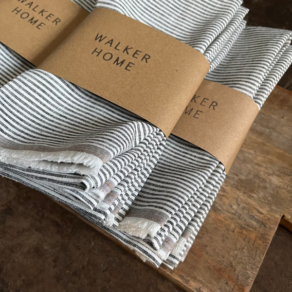 Walker Home Linen Stripe Selvedge Napkin
