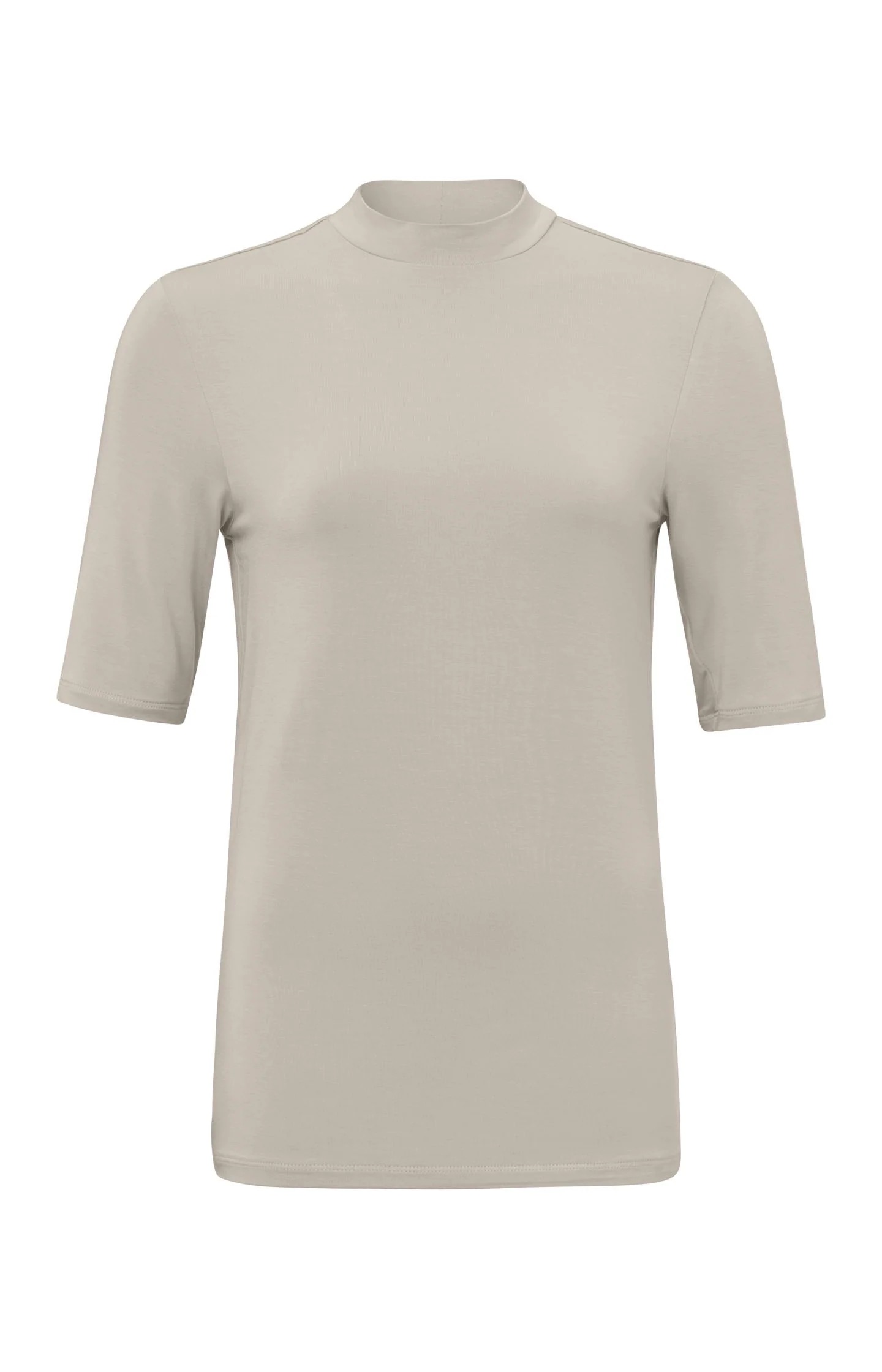 Yaya T-shirt With High Neck And Short Sleeves In Regular Fit - Silver Lining Beige