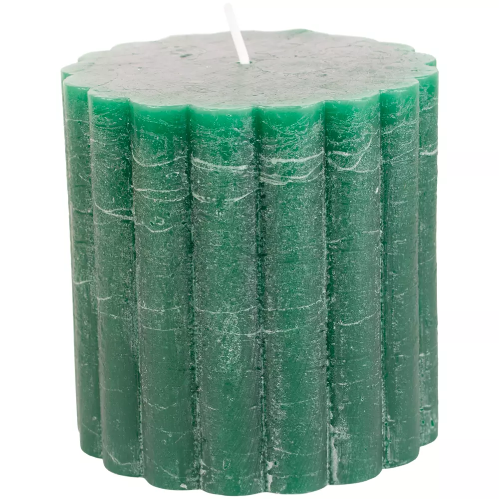 Grand Illusions Rustic Scalloped Pillar Candle Emerald Green - 100 x 100mm 