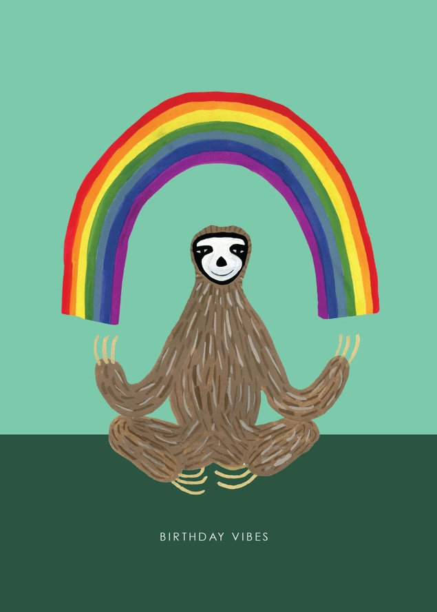 Hutch Cassidy Rainbow Sloth Birthday Greeting Card