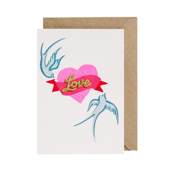 Petra Boase Card Love Birds And Heart