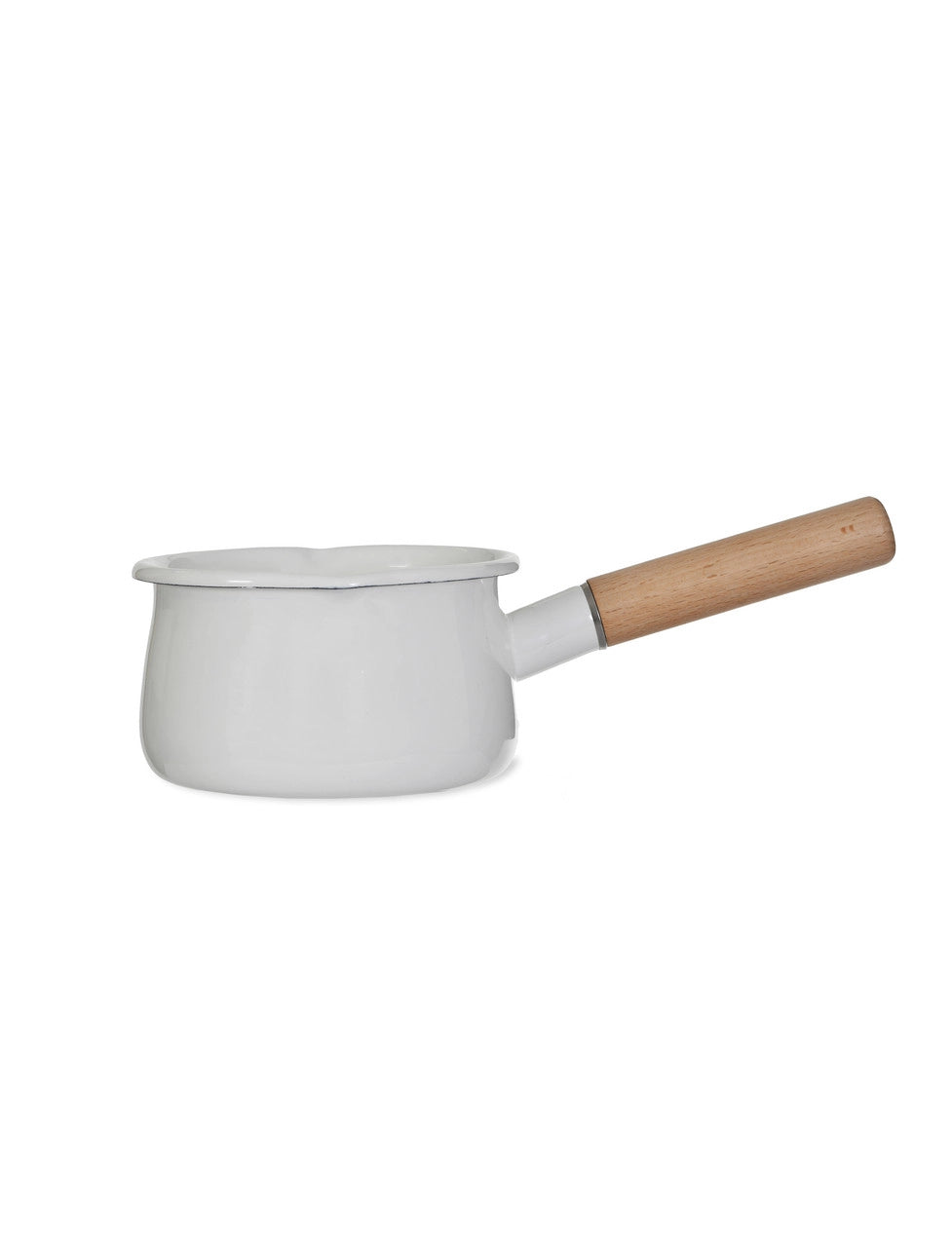 Garden Trading Warm White Enamel Milk Pan with Wooden Handle