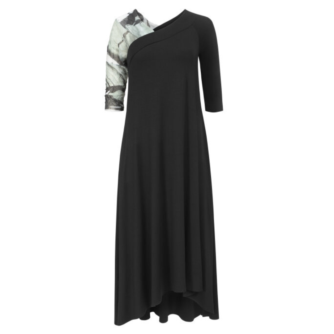 Xenia Rare Dress In Black with Knitted Sleeve