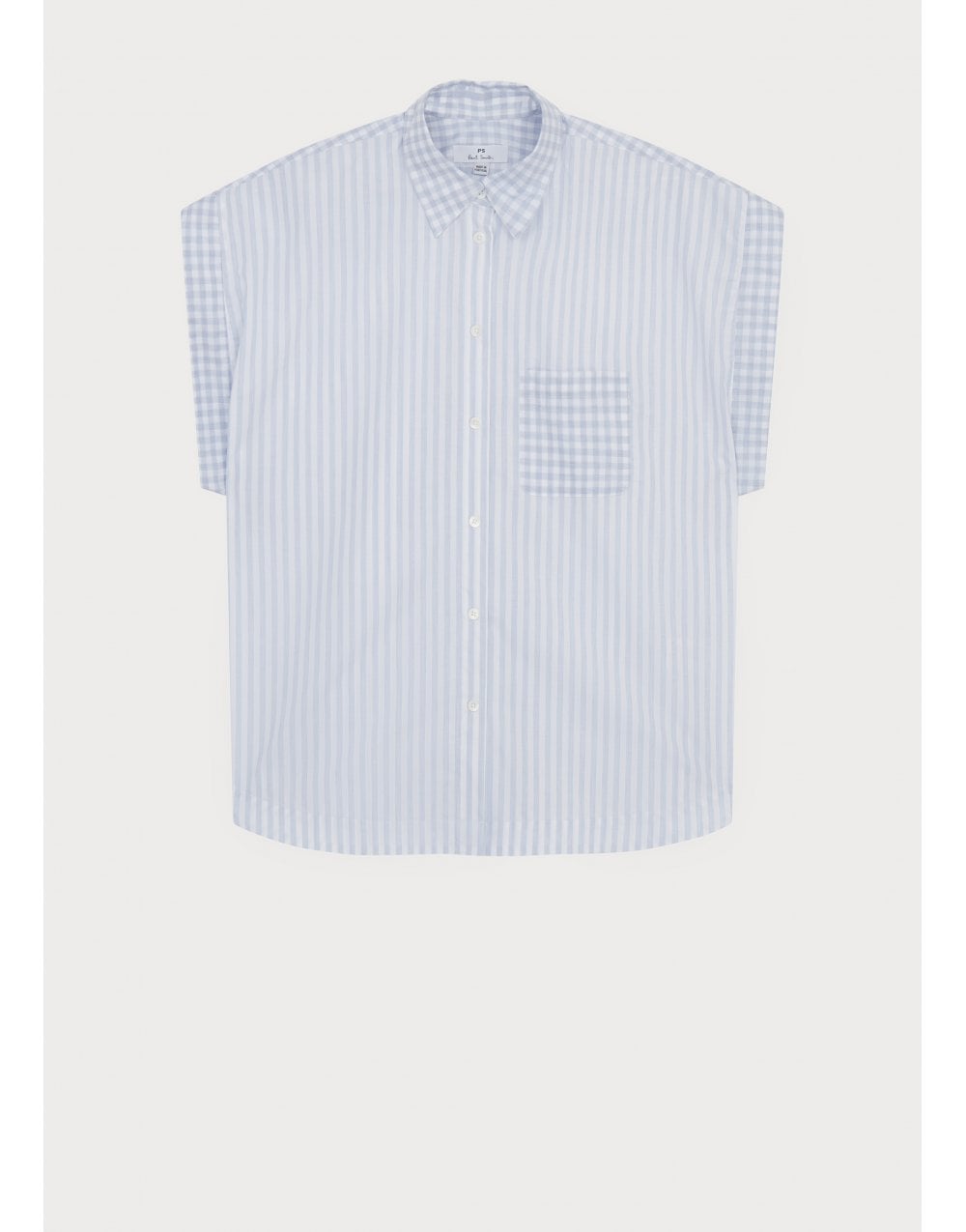 Paul Smith Paul Smith Gingham Stripe Ss Shirt Col: 01 White, Size: 8