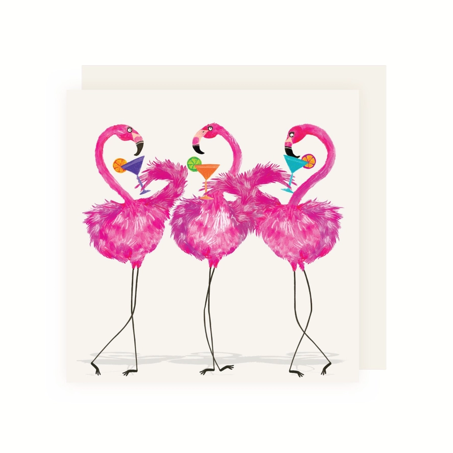 Charley Rabbit Publishing Fuzzled Flamingos Greeting Card