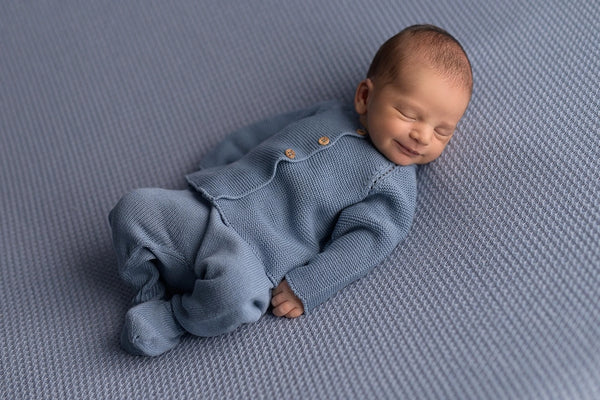 Micu Micu Newborn Knit Cardi & Footed Leggings Set - Blue