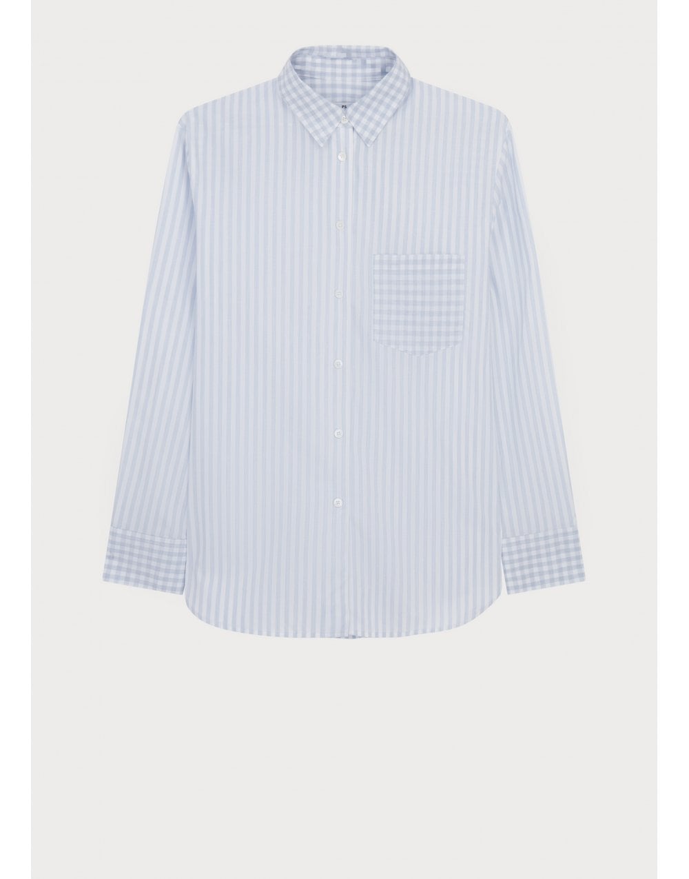Paul Smith Paul Smith Check Stripe Two Tone Long Sleeve Shirt Col: 01 White, Size