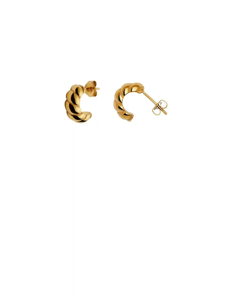 Nordic Muse Gold Small Ridge Huggie Hoop Earrings