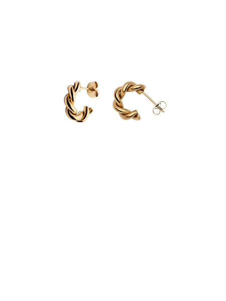 Nordic Muse Gold Ridge Twist Hoops Earrings