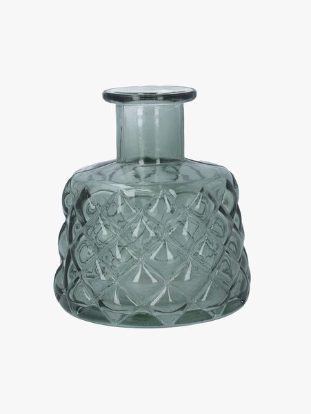 Gisela Graham Green Glass Trellis Stubby Vase
