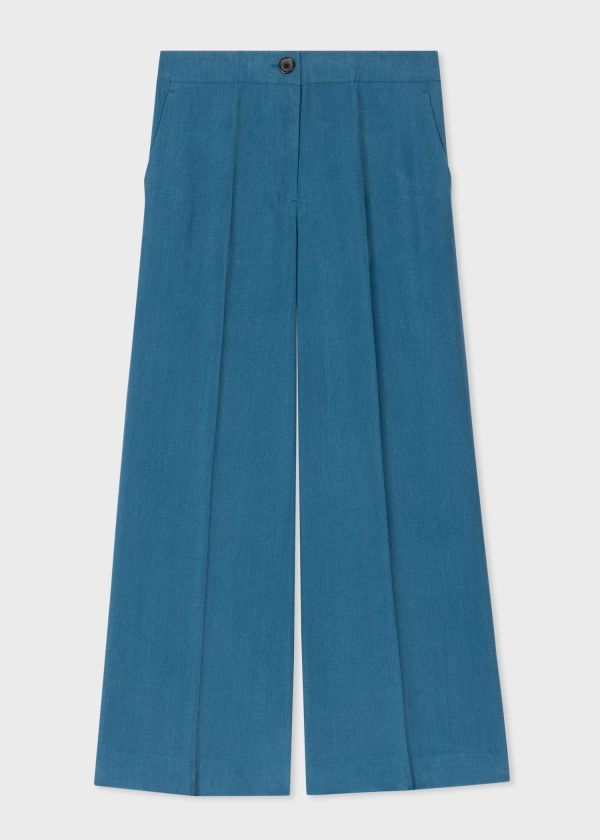 Paul Smith Teal Wide Leg Cropped Trousers