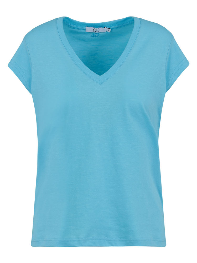 CC Heart Basic V-neck T-shirt Aqua Blue