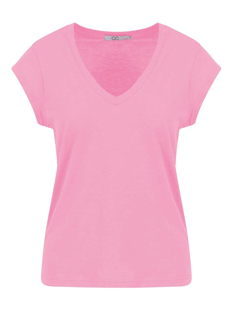 CC Heart Basic V-neck T-shirt Baby Pink