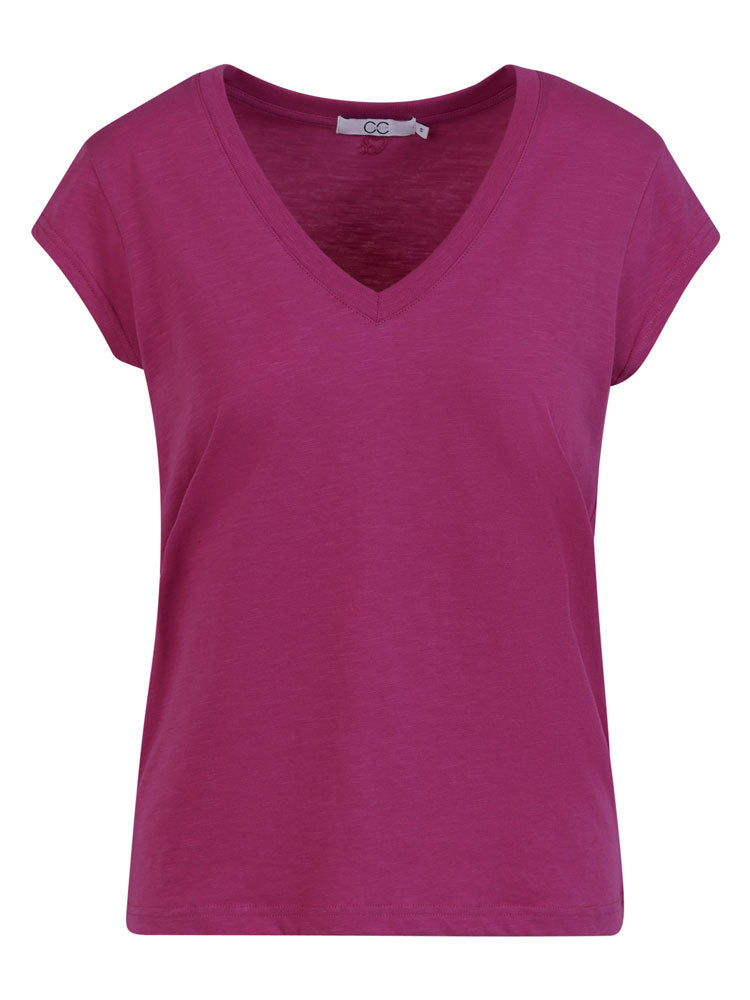 CC Heart Basic V-neck T-shirt Berry