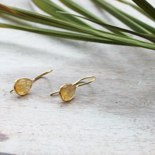 Annie Mundy Teardrop Earrings With Citrine Stone He-27 G