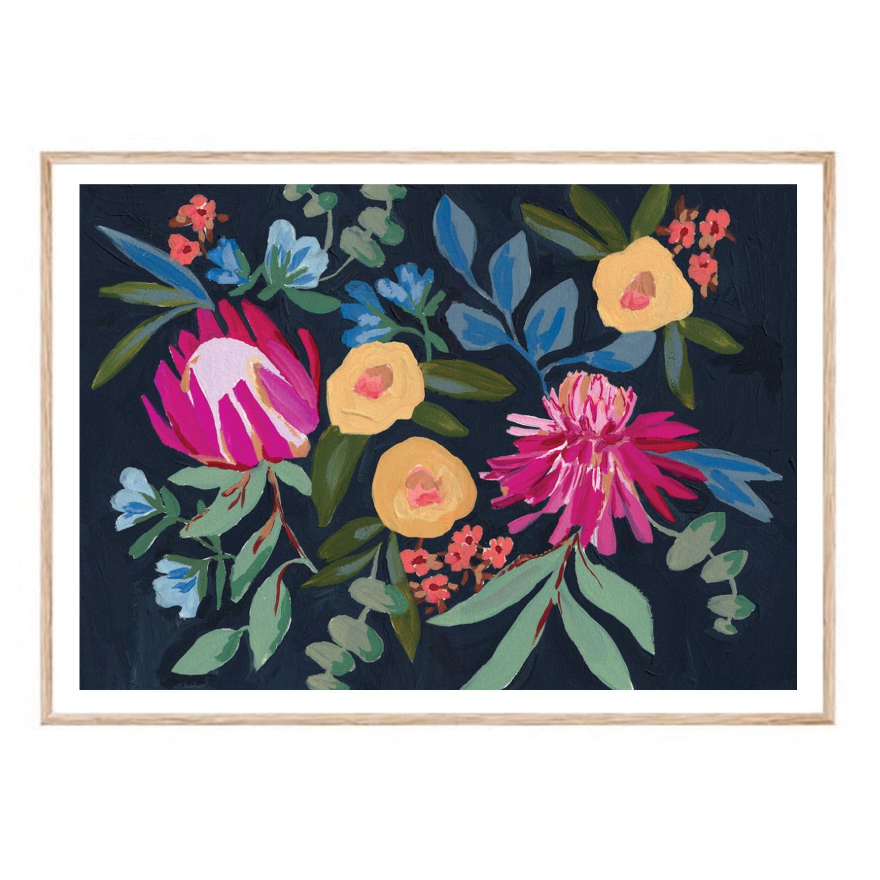 Candice Gray Floral Print A3 Navy Floral