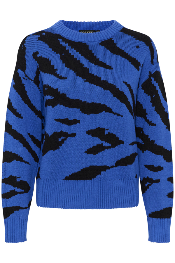 Soaked in Luxury  Blue Animal Print Cabba Pullover
