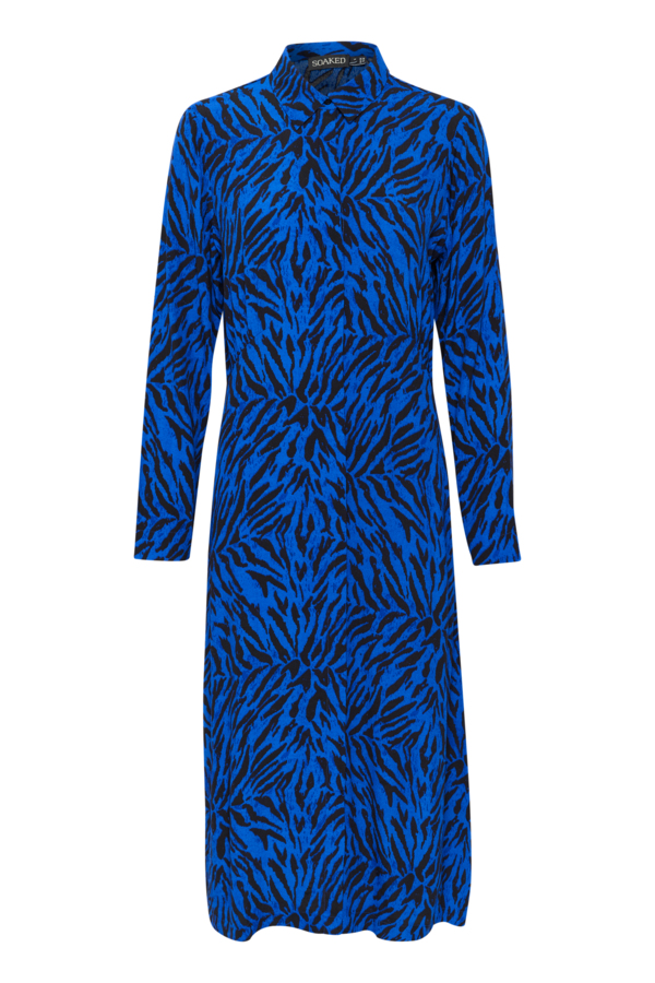 Soaked in Luxury  Blue Animal Print Ina Shirt Dress