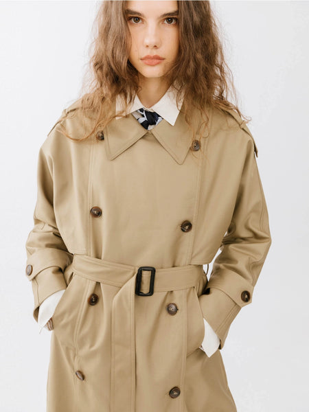 Marram Trading  Double Breasted Trench Coat With Belt