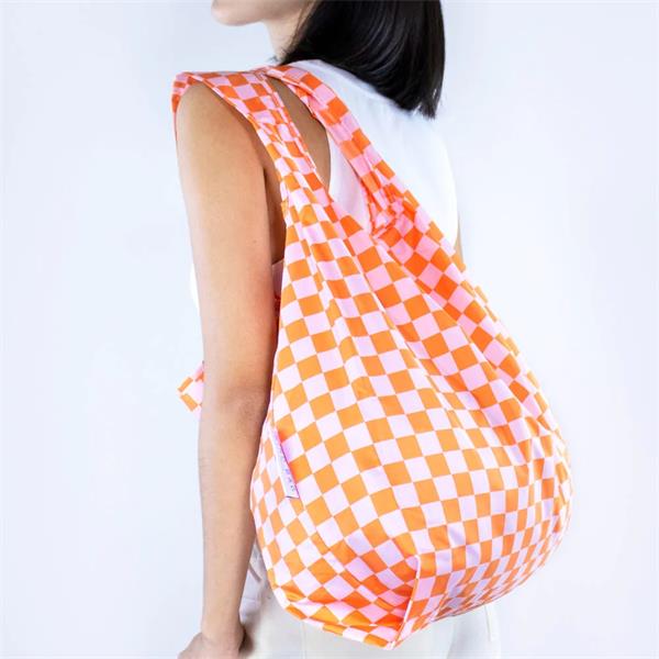 Kind Bag Checkerboard Pink/orange Reusable Medium Shopping Kind Bag