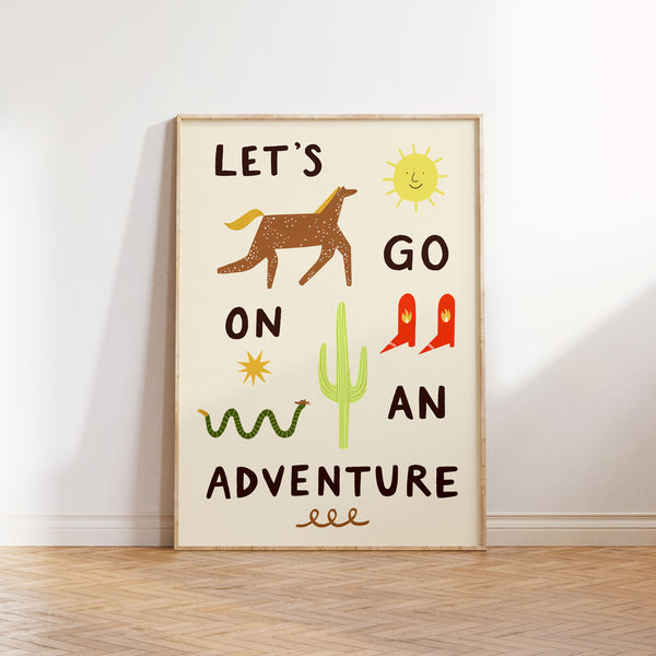 Little Black Cat Illustrated Lets Go On An Adventure Print