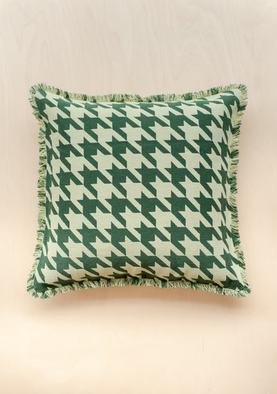 Tartan Blanket co Houndstooth Cotton Cushion Cover - Green
