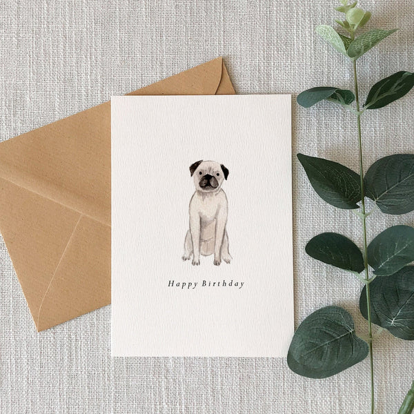 HeatherLucyJ Design Pug Happy Birthday Card