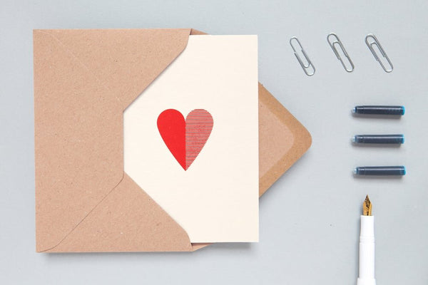 Ola Studios Foil Blocked Heart Card – Red