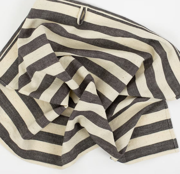 Afroart Tea Towel 50x70 | Eco Black + Off-white Thick Stripe