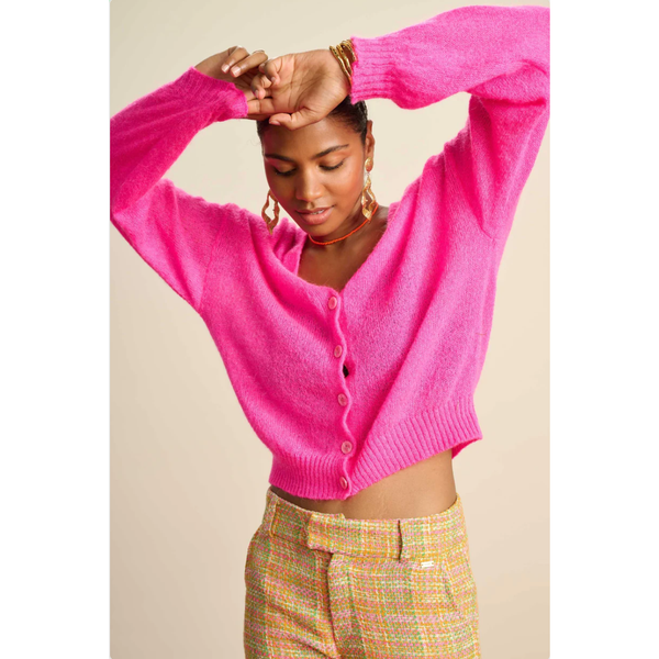 Pom Amsterdam | Cardigan | Neon Pink