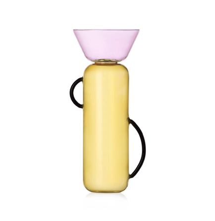 Ichendorf Milano vaso grande giallo rosa collezione Gelèe con manico nero 