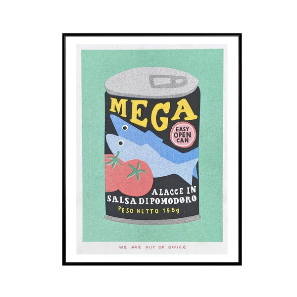 We are out of office  Print Risograph A Can Of Mega Sardines
