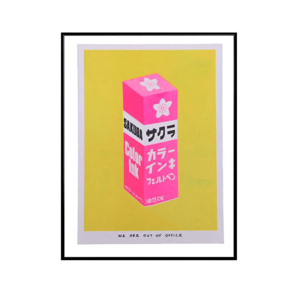 We are out of office  Print Risograph A Very Bright Japaneses Sakura Ink