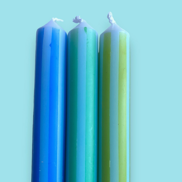 The Colour Emporium Blue Pinstripe Dinner Candles