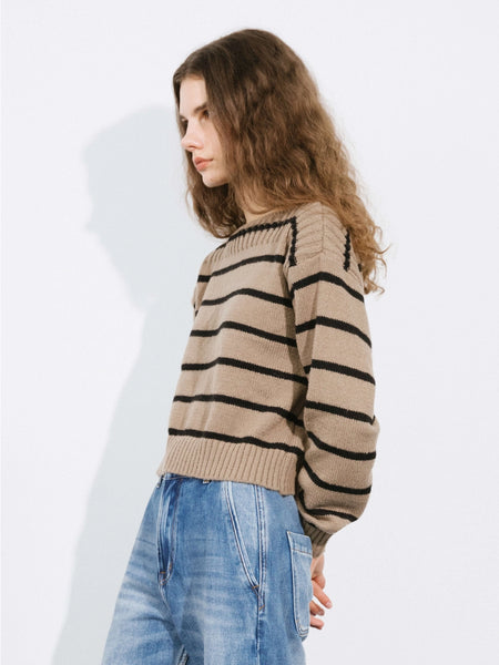 Marram Trading  Large Collar Striped Contrast Colour Sweater