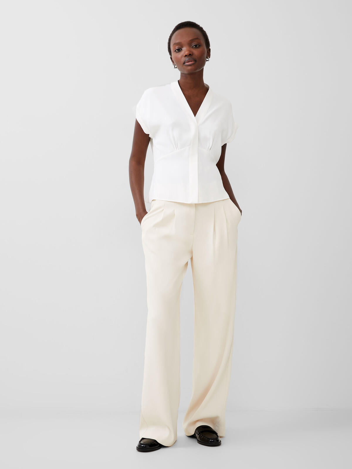 French Connection Carmen Crepe Blouse-summer White-72wal