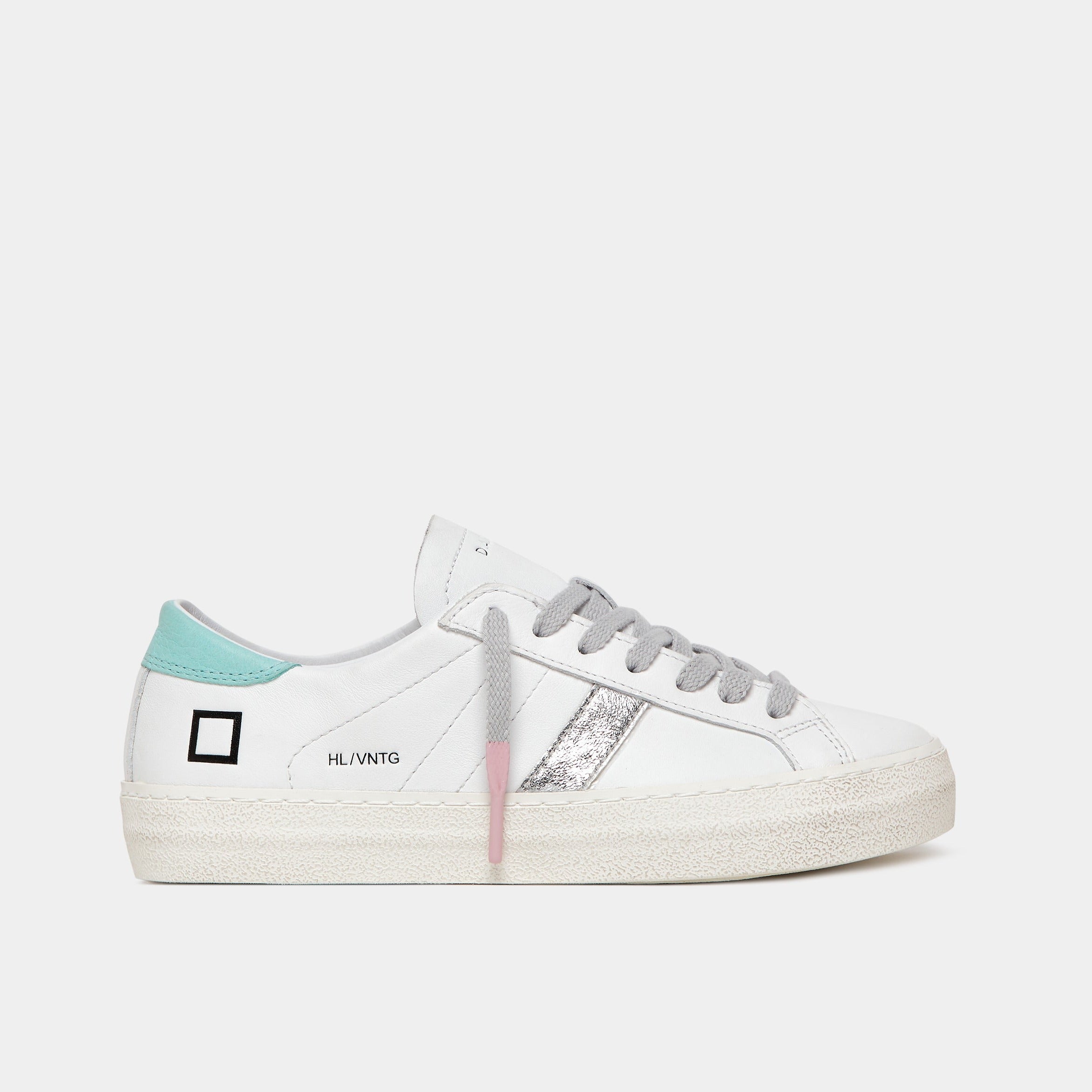 D.A.T.E Hill Low White And Silver Trainer
