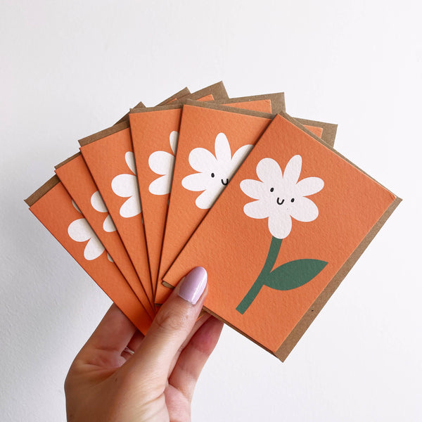 Rumble Cards - Pack Of 6 X Mini Flower Cards -cute - A7 -floral - Multipack