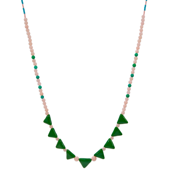HN Green Bakerlite Geometric Beaded Necklace