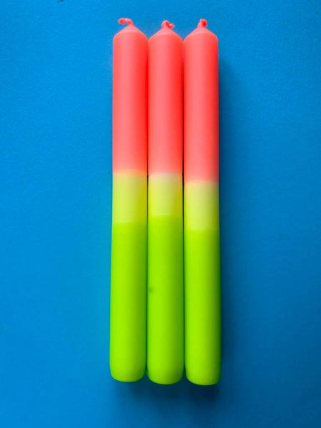 The Colour Emporium Neon Citrus - Dip Dye Dinner Candle Trio