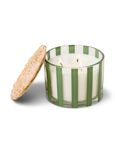 Paddywax Al Fresco Striped Candle - Green - Misted Lime