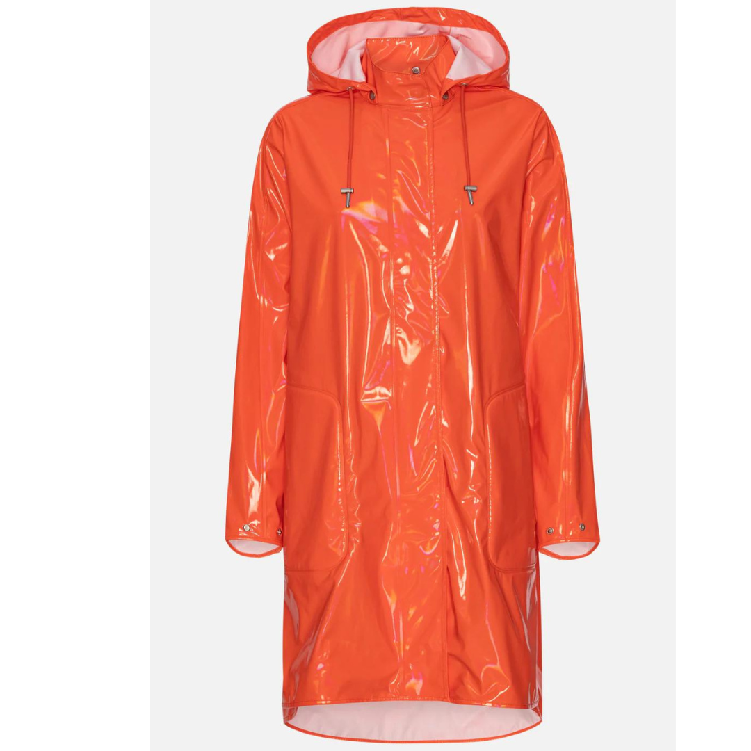 New Arrivals Ilse Jacobsen Shiney Raincoat In Hot Orange