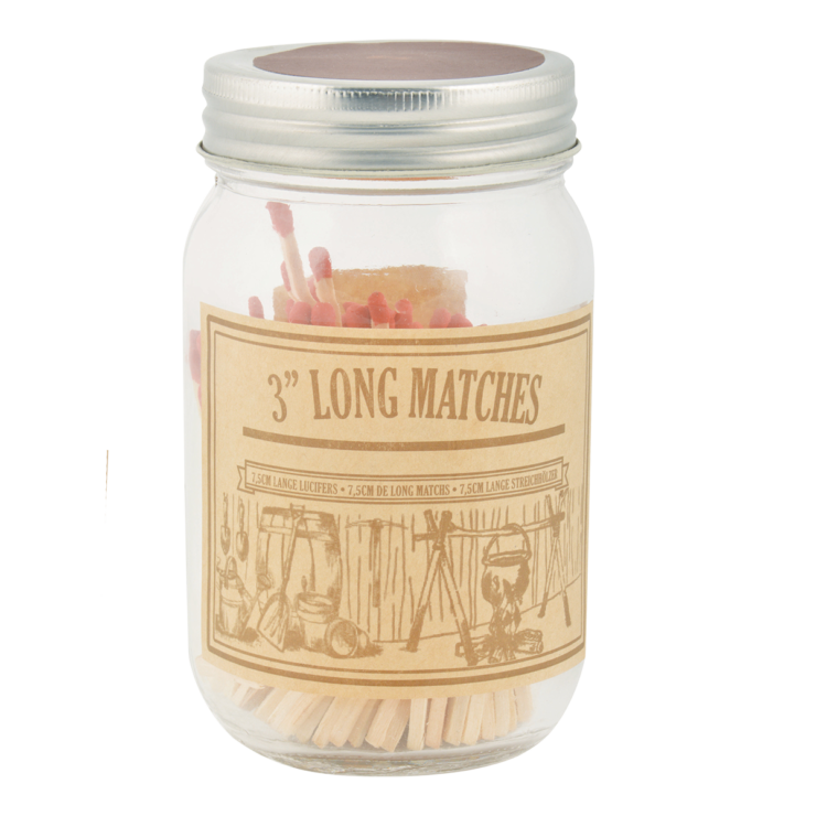ESSCHERT DESIGN Long matches in a glass jar