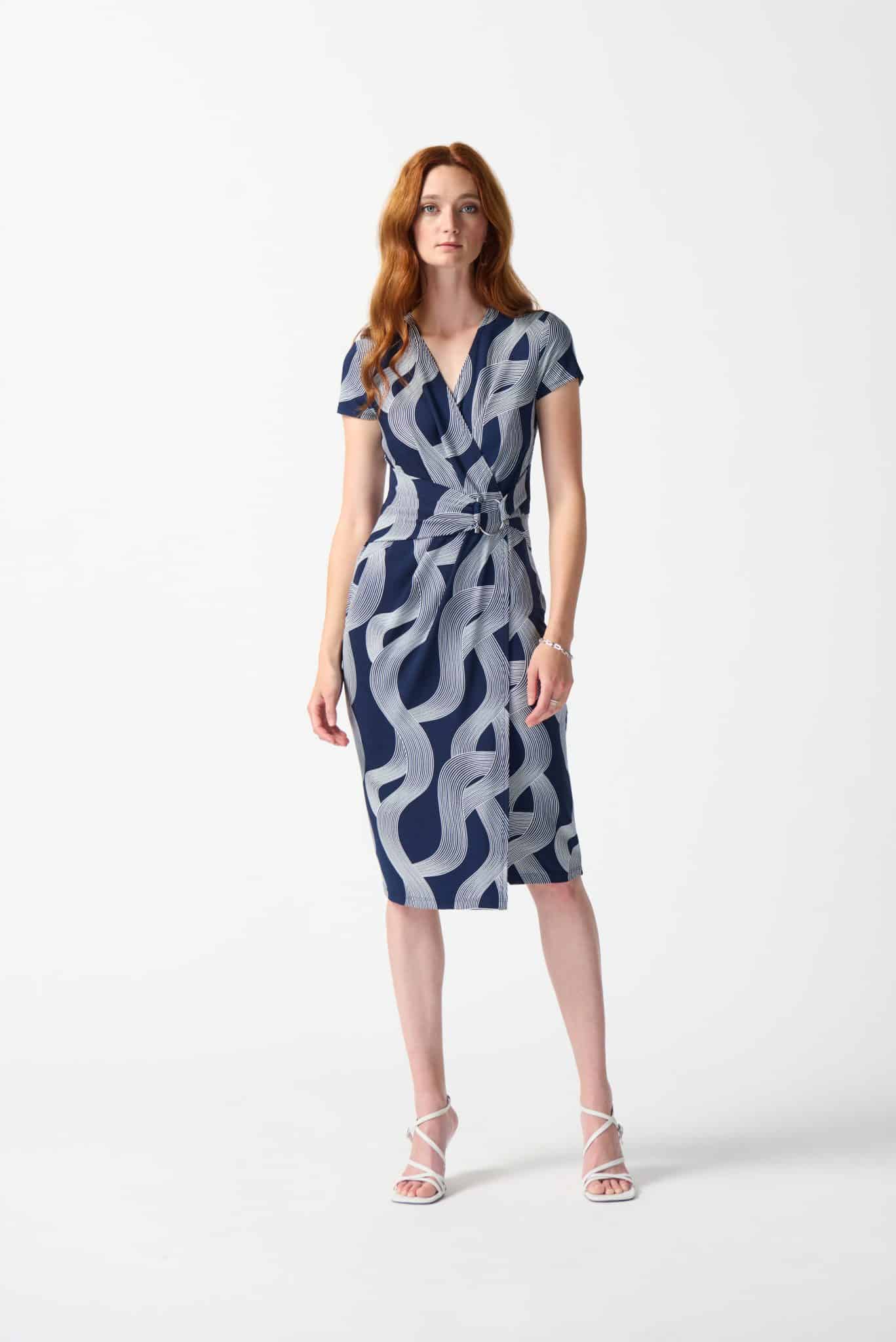 Joseph Ribkoff Abstract Print Wrap Dress