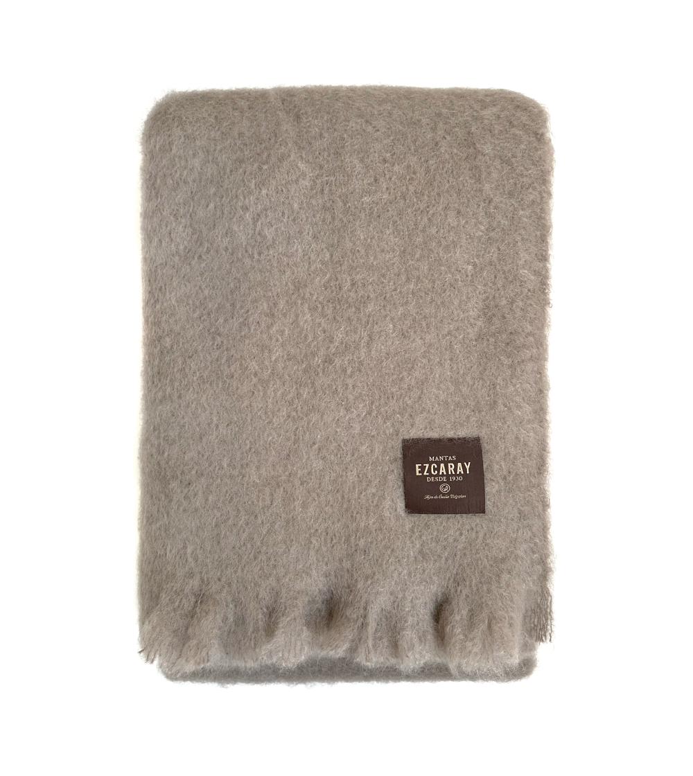 Ezcaray Taupe Mohair Blanket #465 130 x 200 cm