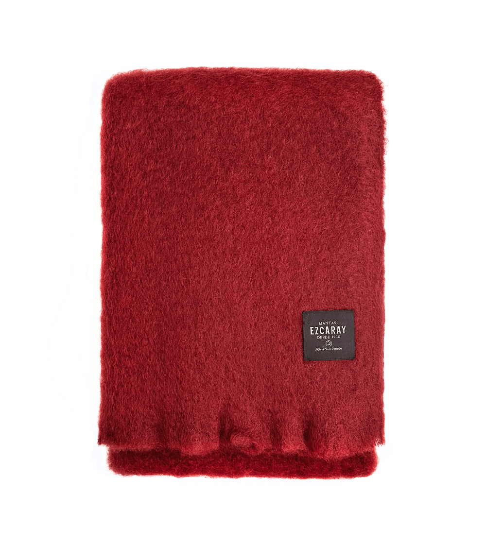 Ezcaray  Dark Red Mohair Blanket #417 130 x 200 cm