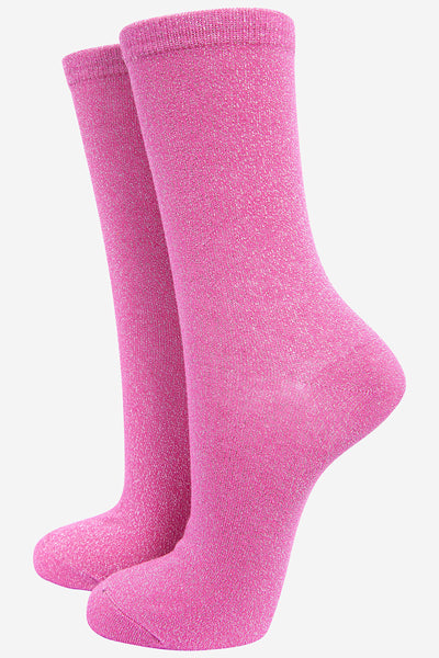Miss Shorthair Pink Cotton Glitter Ankle Socks
