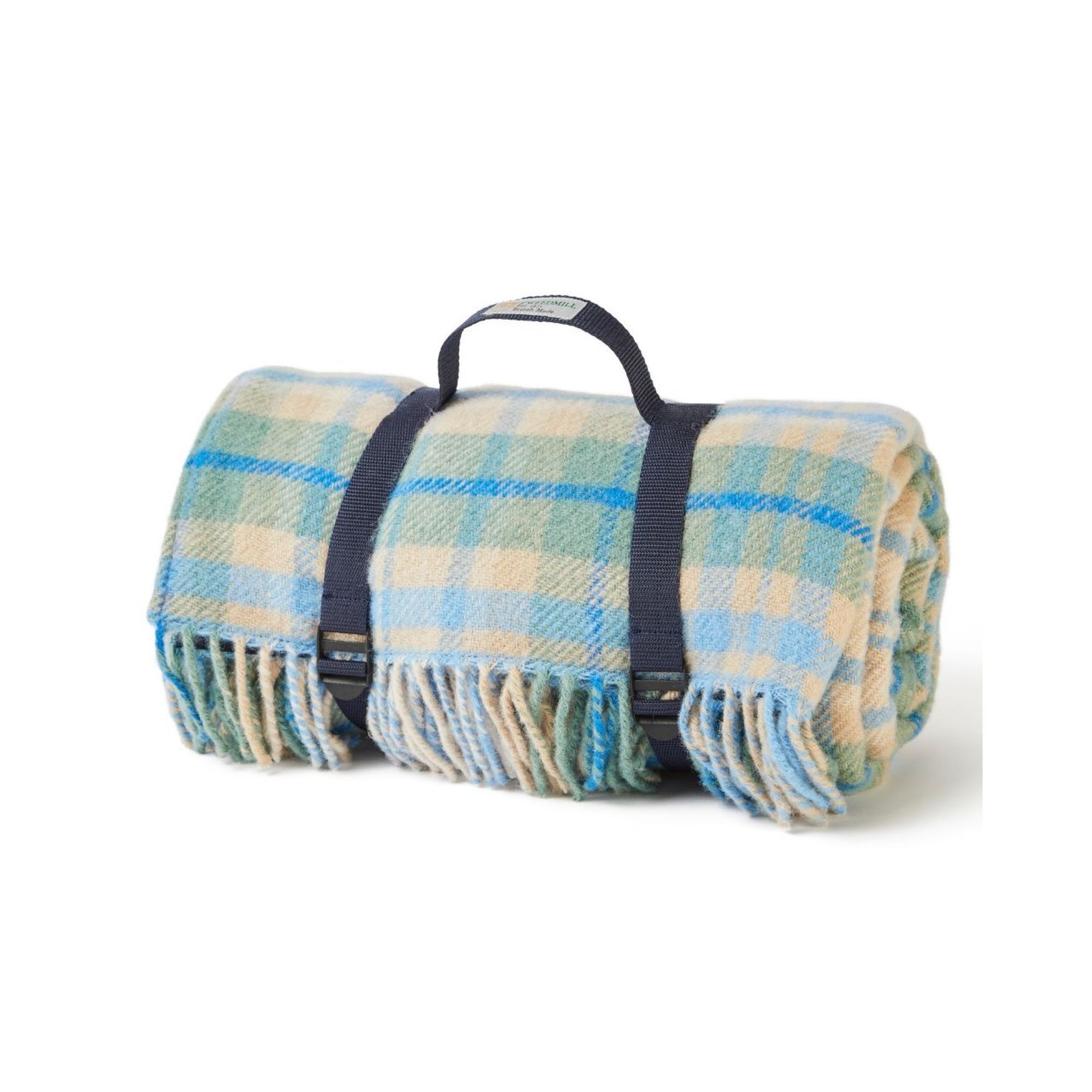 Tweedmill Blue Cottage Check Polo Picnic Rug with Waterproof Backing 