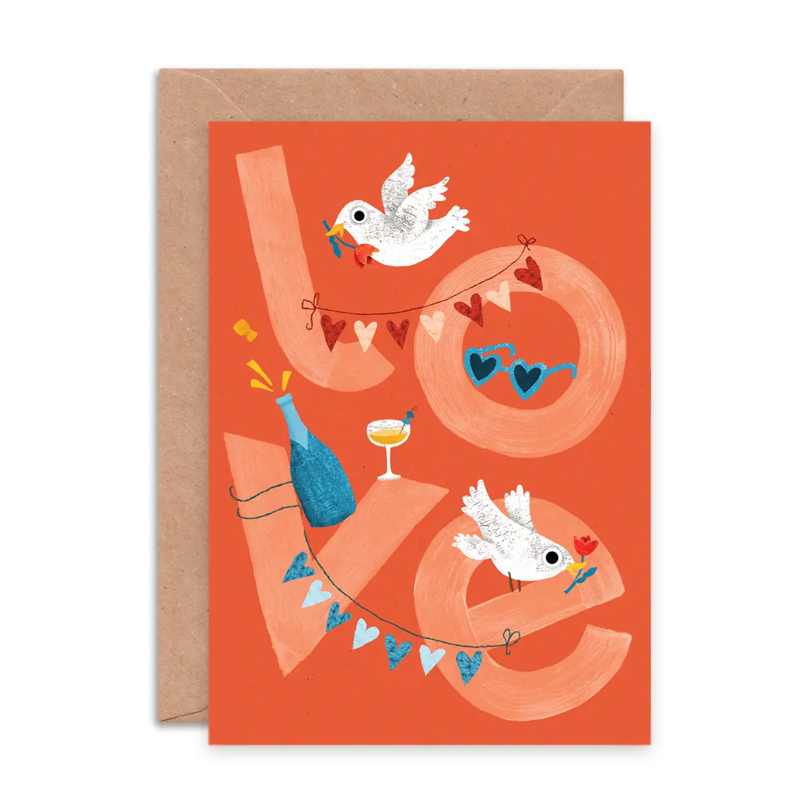 Emily Nash Illustration Love Doves Valentines, Wedding, Engagement Card